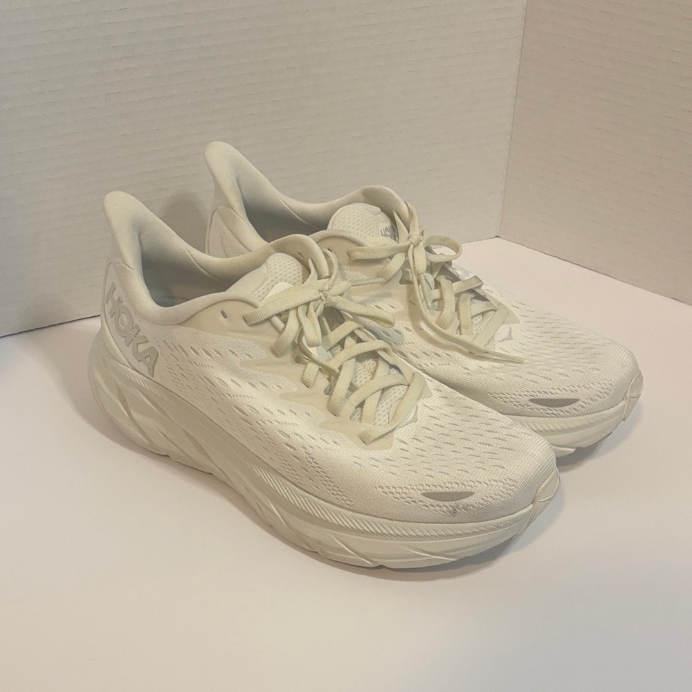 HOKA Clifton 8 Women’s 10B White Athletic Running Walking Laced Shoes